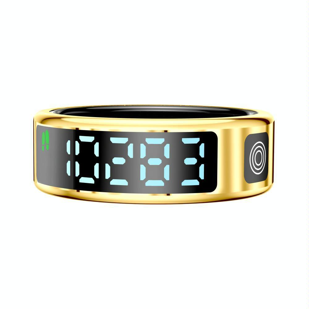 Smart Ring Size 8 Hand Gestures Control Health Monitoring Sports Modes - Gold