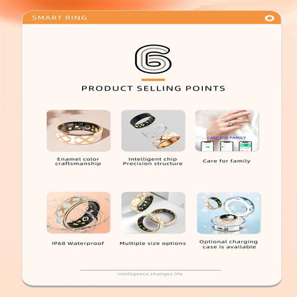 Smart Ring With Heart Rate Blood Oxygen Sleep Monitoring - Multiple Sports Modes - Rose Gold Size 12