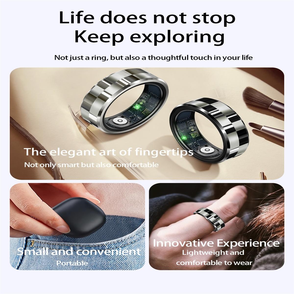 Smart Ring With Health Monitoring Gesture Control And Somatosensory Games - Size 8 - Black