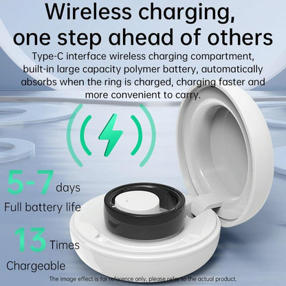 Smart Ring With Heart Rate Blood Oxygen Sleep & Sports Modes - Size 10 - Black