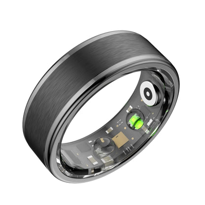 Smart Ring With Heart Rate Blood Oxygen Sleep & Sports Modes - Size 9 - Black