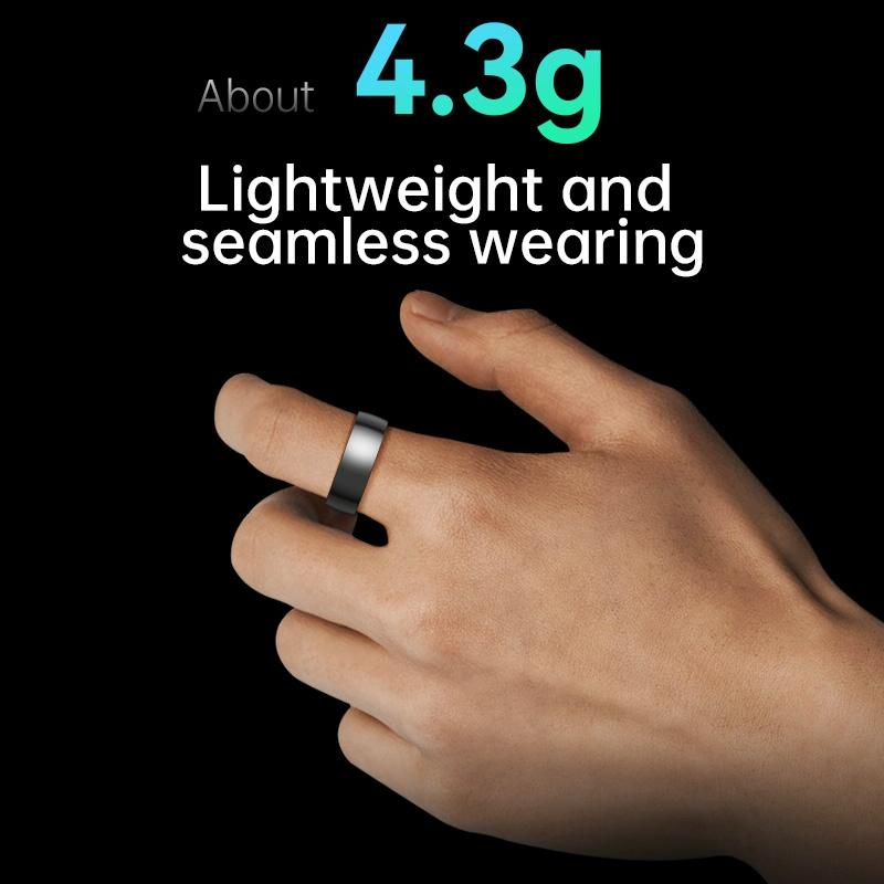 Smart Ring With Heart Rate Blood Oxygen Sleep & Sports Modes - Size 11 - Black