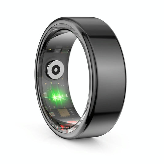 Smart Ring With Heart Rate Blood Oxygen Sleep Monitoring & Sports Modes - Size 10 - Black