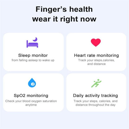 Smart Ring With Heart Rate Blood Oxygen & Sleep Monitoring - Size 11 - Black