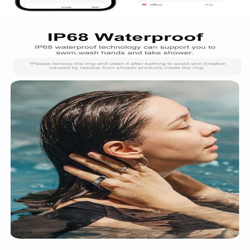 Smart Ring With Heart Rate Blood Oxygen Sleep Monitoring & Sports Modes - Size 11 - Black