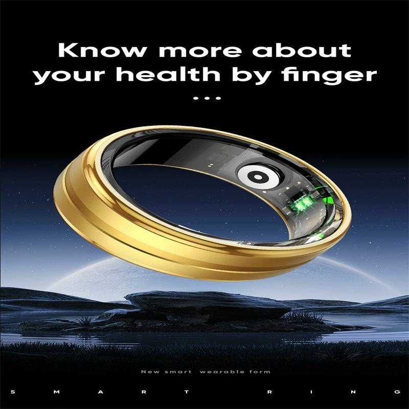 Smart Ring With Heart Rate Blood Oxygen & Sleep Monitoring - Size 12 - Black