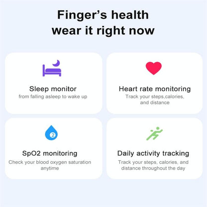 Smart Ring With Heart Rate Blood Oxygen & Sleep Monitoring - Size 12 - Black