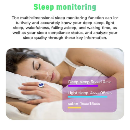Smart Ring With Heart Rate Blood Oxygen Sleep And Remote Photography Support - Blue