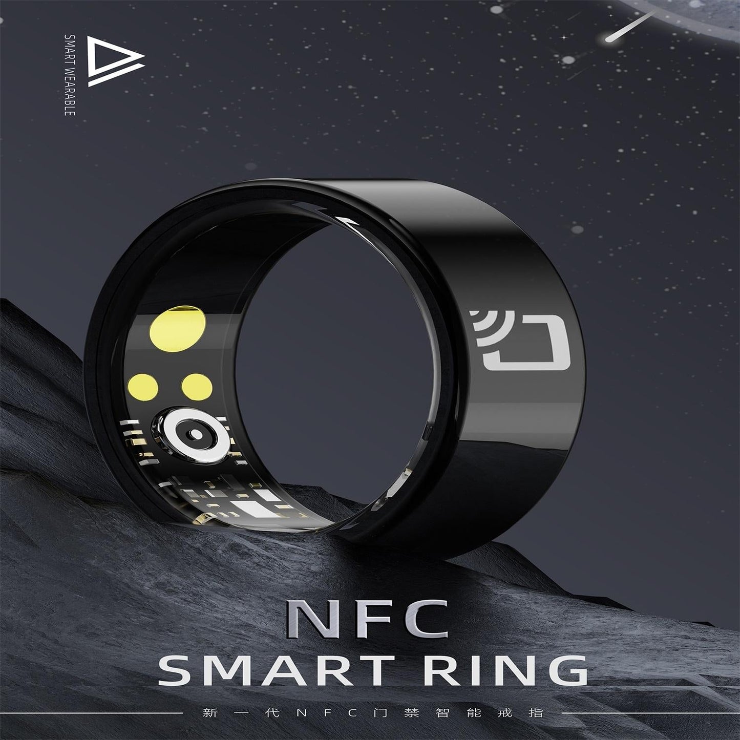 Smart Ring With Heart Rate Blood Oxygen & Sleep Monitoring - Multiple Sports Modes - Black Size 12
