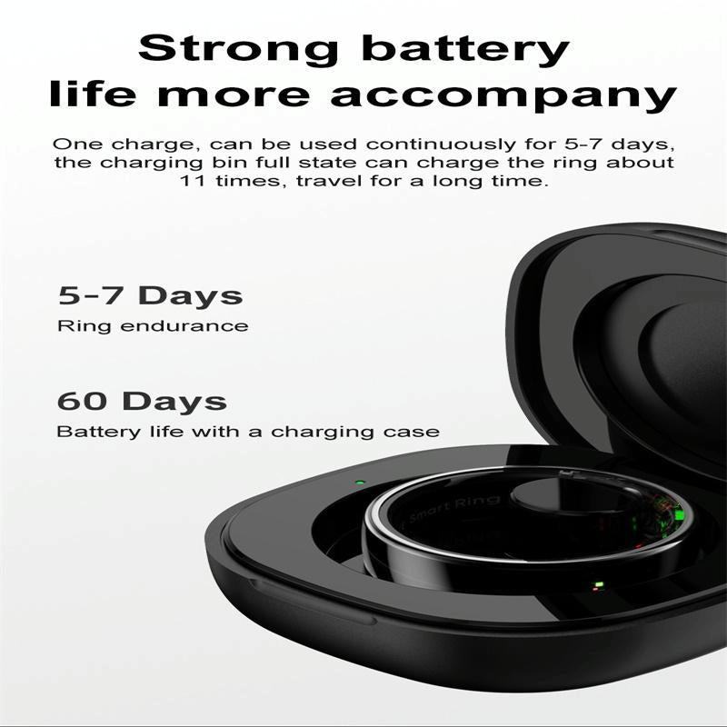 Smart Ring Heart Rate Blood Oxygen Sleep Sports Size 10 - Black