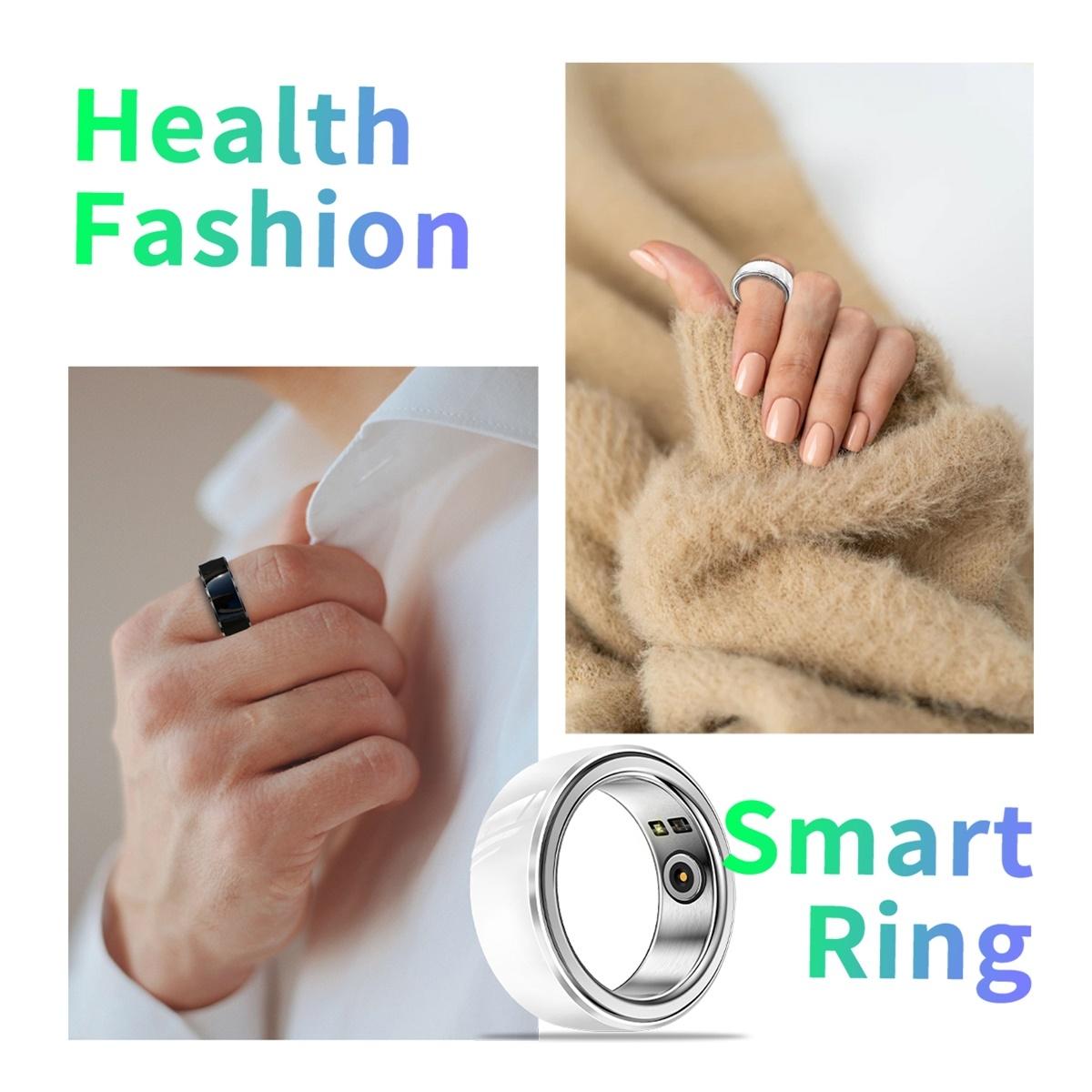 Smart Ring With Heart Rate Blood Oxygen Sleep & Sports Modes - R8 Size 20 - Black