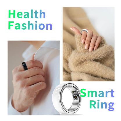 Smart Ring With Heart Rate Blood Oxygen Sleep & Sports Modes - R8 Size 20 - Black