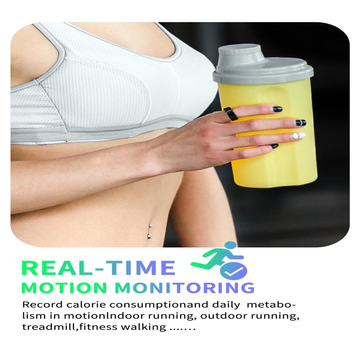 Smart Ring With Heart Rate Blood Oxygen Sleep & Sports Modes - Black Size 22