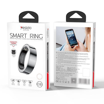 Smart Health Ring Temp Heart Rate Bp Reminder Black - 65Mm
