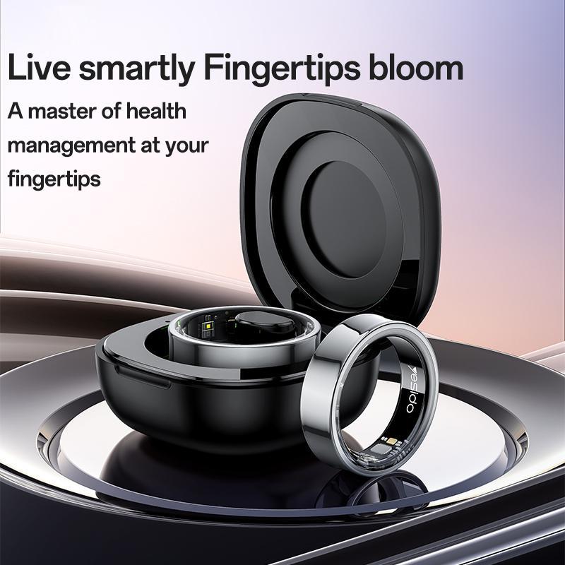 Smart Health Ring Temp Heart Rate Bp Reminder Black - 65Mm