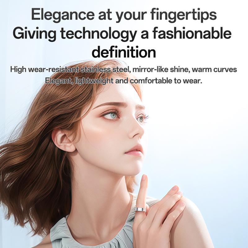 Smart Health Ring Temp Heart Rate Bp Reminder Black - 65Mm