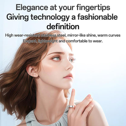 Smart Health Ring Temp Heart Rate Bp Reminder Black - 65Mm