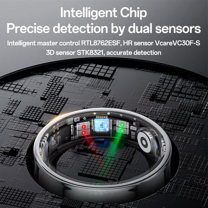 Smart Health Ring Temp Heart Rate Bp Reminder Black - 65Mm