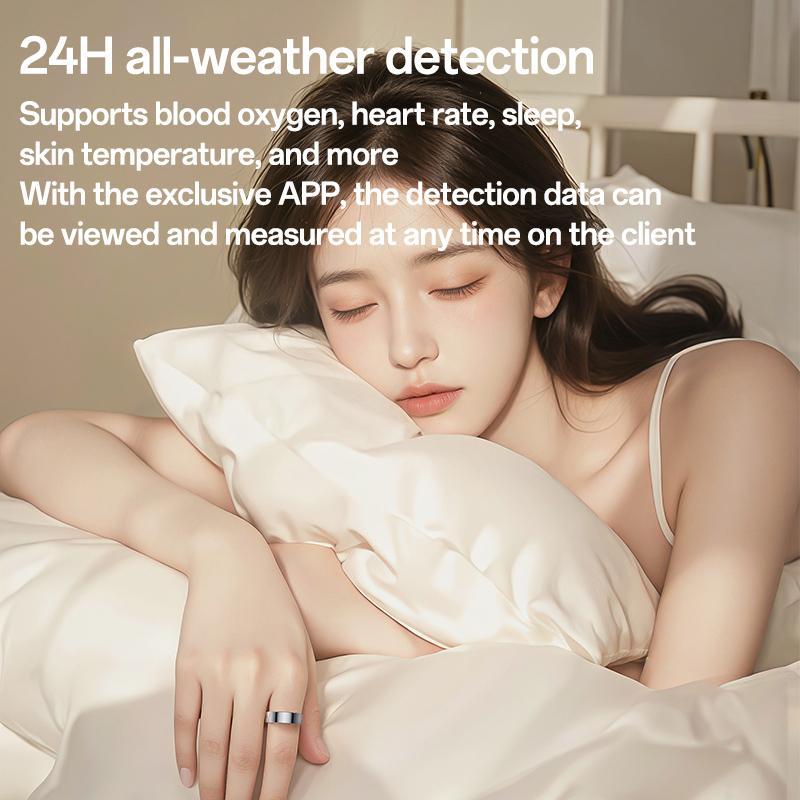 Smart Health Ring Temp Heart Rate Bp Reminder Black - 65Mm