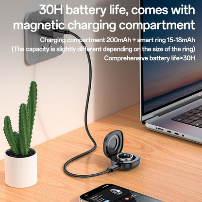 Smart Health Ring Temp Heart Rate Bp Reminder Black - 65Mm