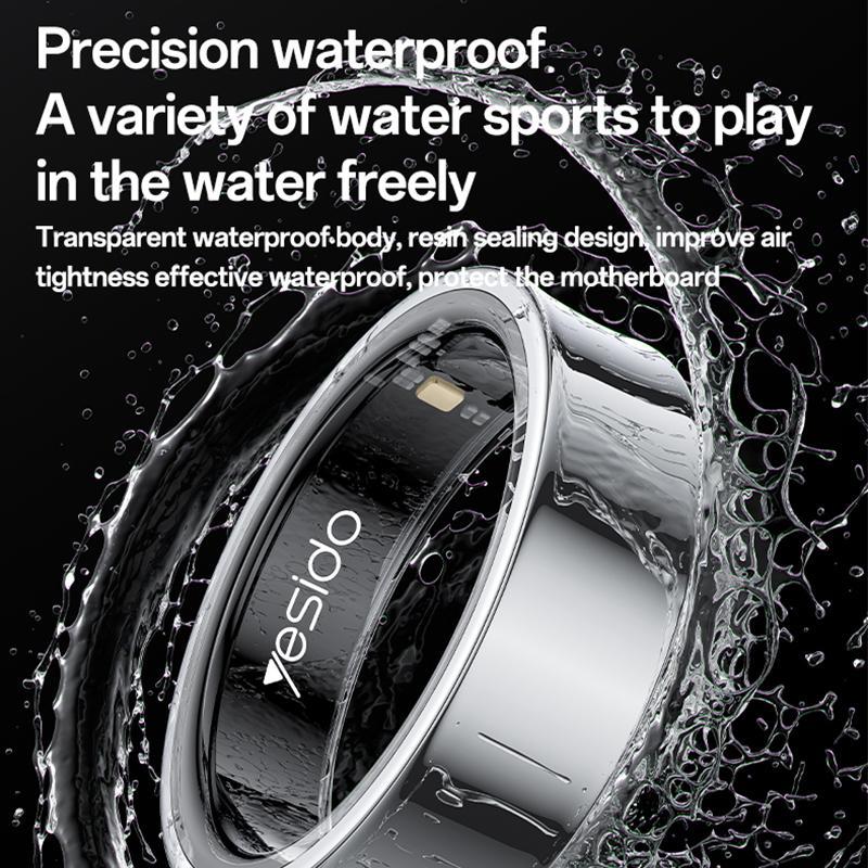 Smart Health Ring Temp Heart Rate Bp Reminder Black - 65Mm