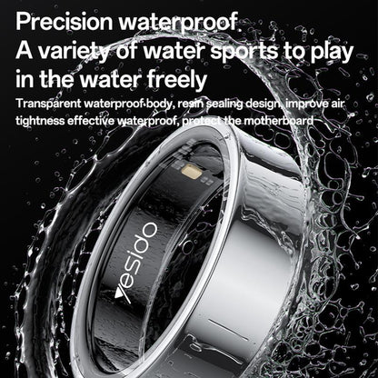 Smart Health Ring Temp Heart Rate Bp Reminder Black - 65Mm