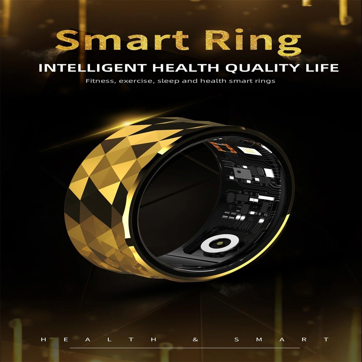 Smart Ring For Health Monitoring And Exercise - R12M Size 18 - Gold