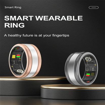 Smart Ring With Heart Rate Blood Oxygen Sleep & Sports Modes - R18 Size 8 - Gold
