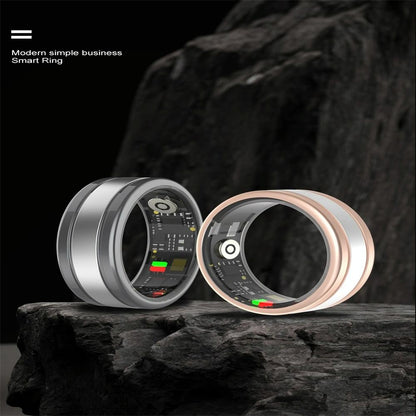 Smart Ring With Heart Rate Blood Oxygen Sleep & Sports Modes - R18 Size 8 - Gold