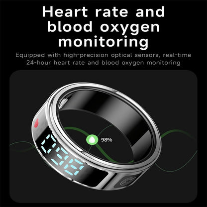 Smart Ring Size 8 Hand Gestures Control Health Monitoring Sports Modes - Gold