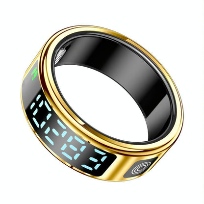 Smart Ring Size 8 Hand Gestures Control Health Monitoring Sports Modes - Gold