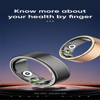 Smart Ring With Heart Rate Blood Oxygen Sleep & Sports Modes - Size 10 - Gold