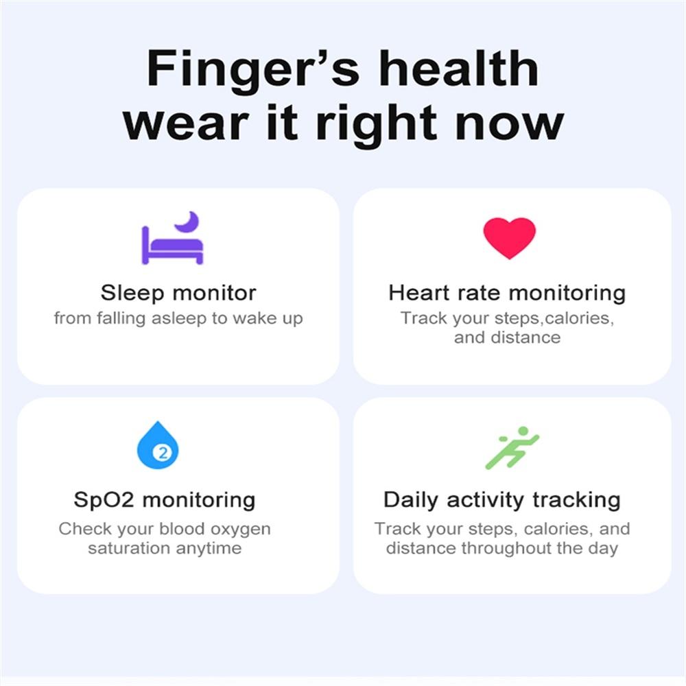 Smart Ring With Heart Rate Blood Oxygen Sleep & Sports Modes - Size 10 - Gold