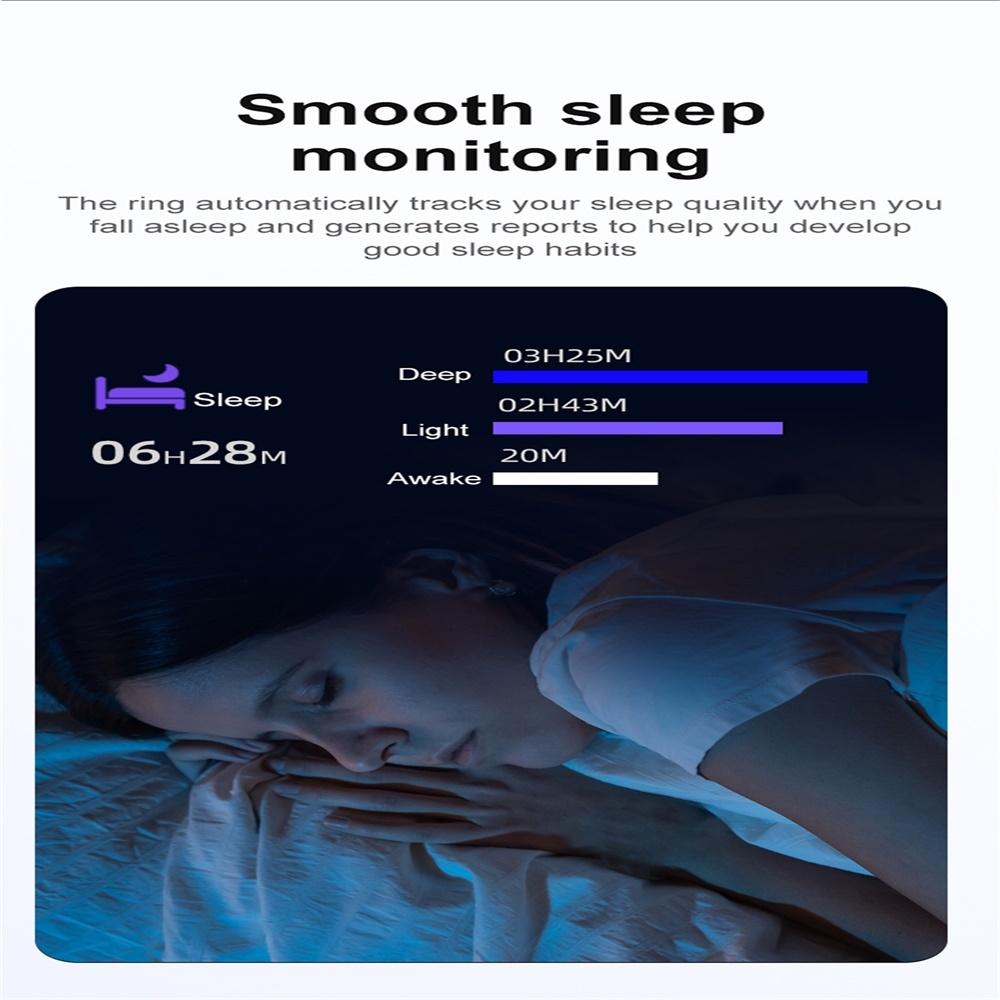 Smart Ring With Heart Rate Blood Oxygen Sleep & Sports Modes - Size 10 - Gold