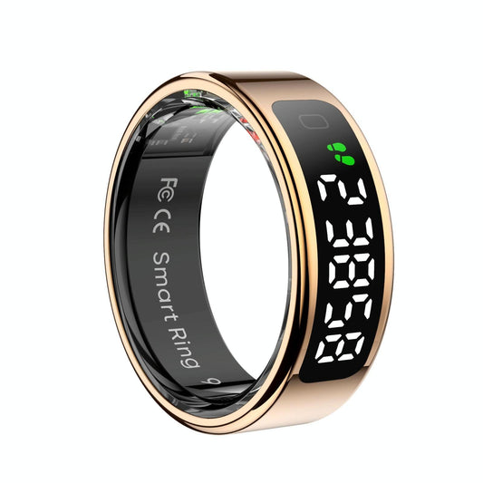 Smart Ring Heart Rate Blood Oxygen Sleep Sports Size 10 - Gold