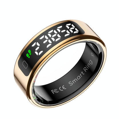 Smart Ring Heart Rate Blood Oxygen Sleep Sports Size 10 - Gold