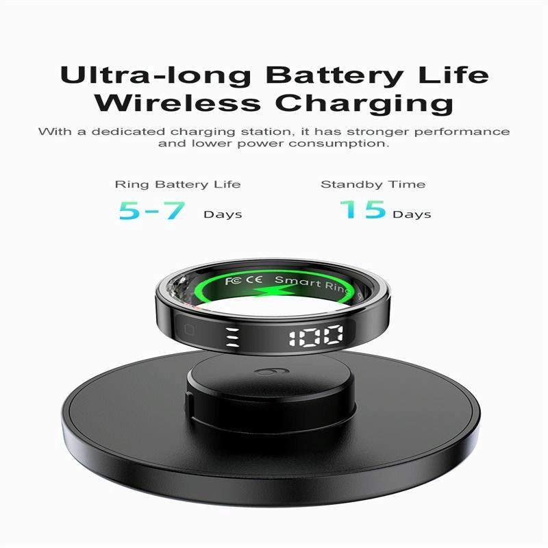 Smart Ring Heart Rate Blood Oxygen Sleep Sports Size 10 - Gold