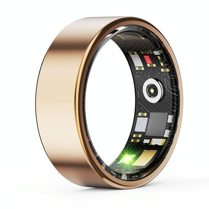 Smart Ring With Heart Rate Blood Oxygen Sleep & Sports Modes - Size 8 - Gold
