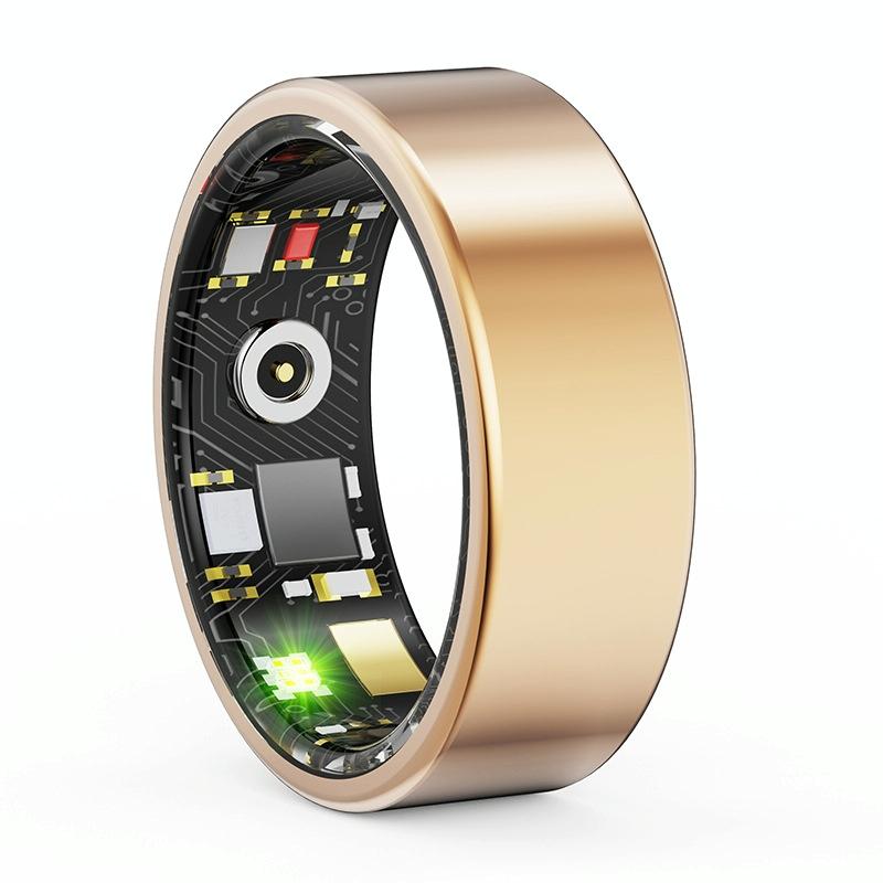 Smart Ring With Heart Rate Blood Oxygen Sleep & Sports Modes - Size 8 - Gold