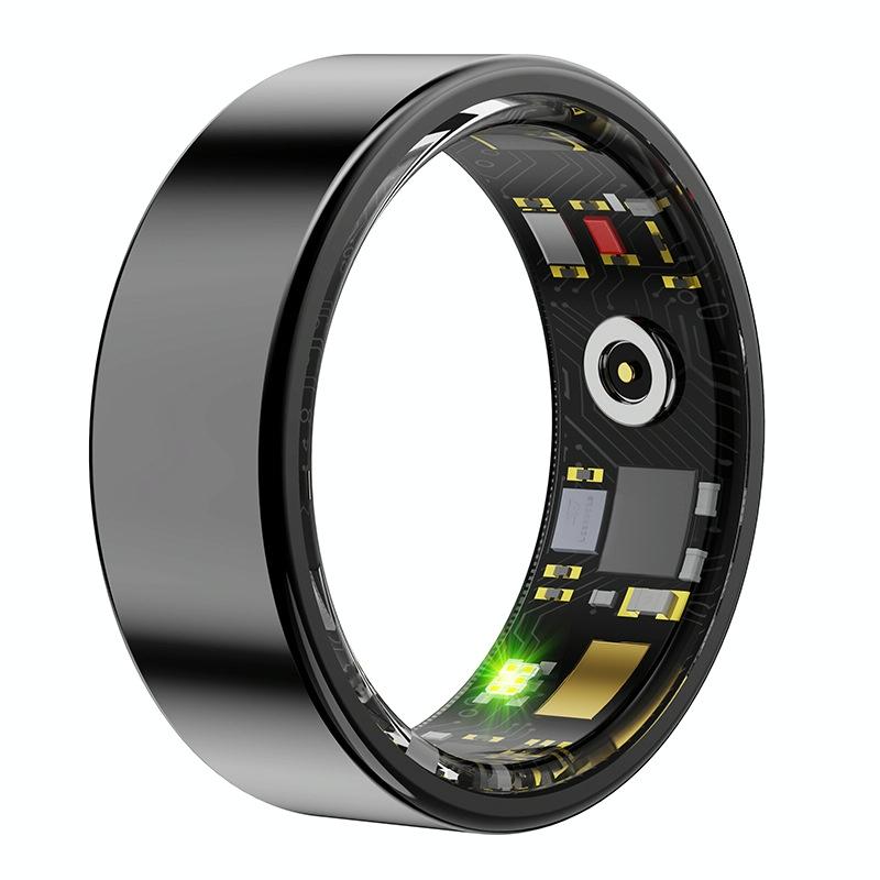 Smart Ring With Heart Rate Blood Oxygen Sleep & Sports Modes - Size 8 - Gold