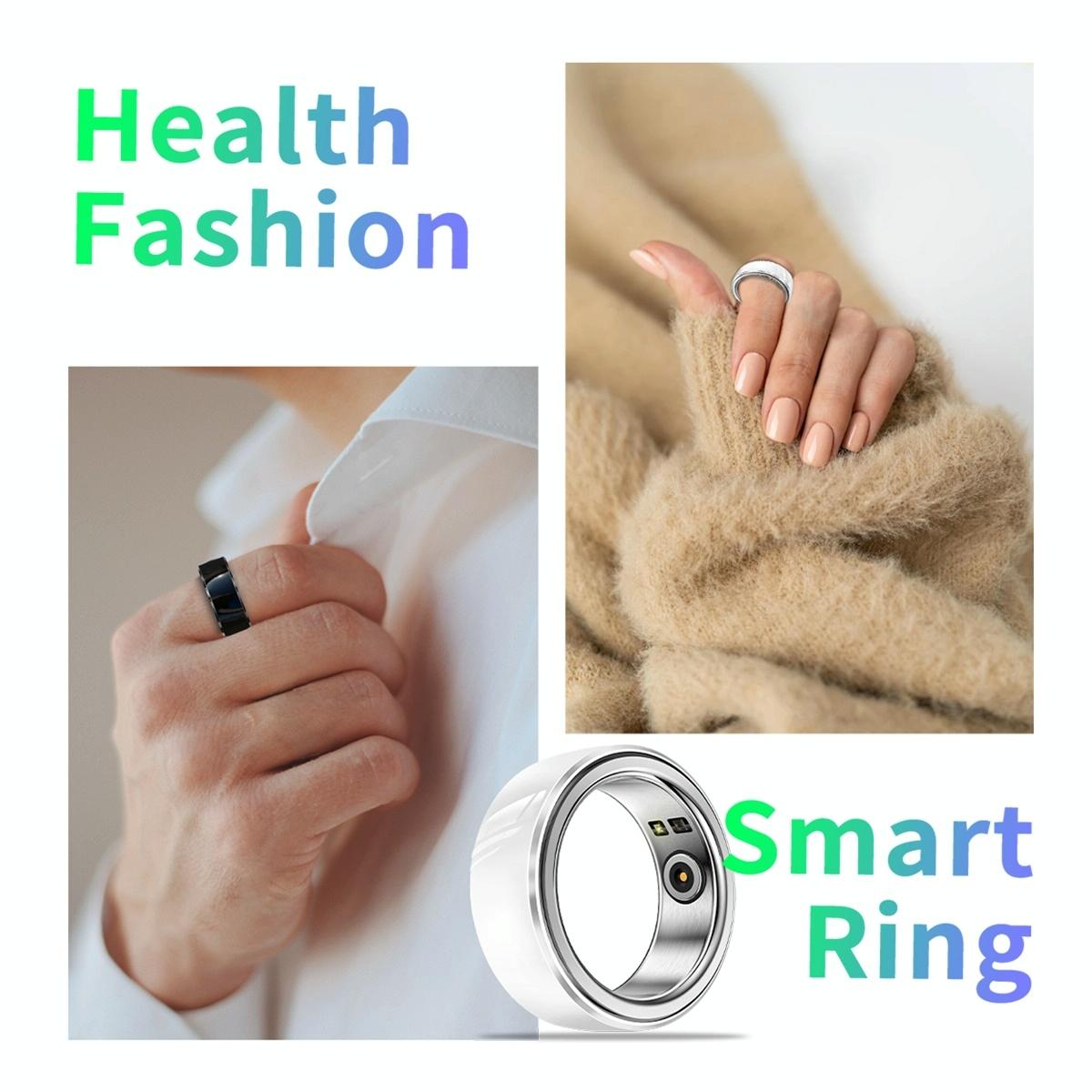 Smart Ring With Heart Rate Blood Oxygen Sleep & Sports Modes - R8 Size 18 - White