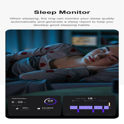 Smart Ring With Heart Rate Blood Oxygen Sleep Monitoring & Sports Modes - Size 11 - Gold