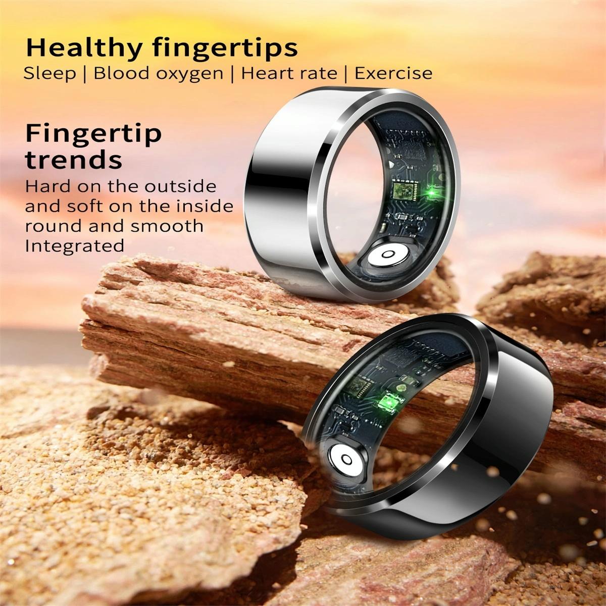 Smart Ring With Heart Rate Blood Oxygen And Sleep Monitoring - Size 10 - White