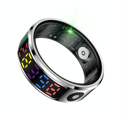 Smart Ring Heart Rate Blood Oxygen Sleep Sports Size 9 - Silver