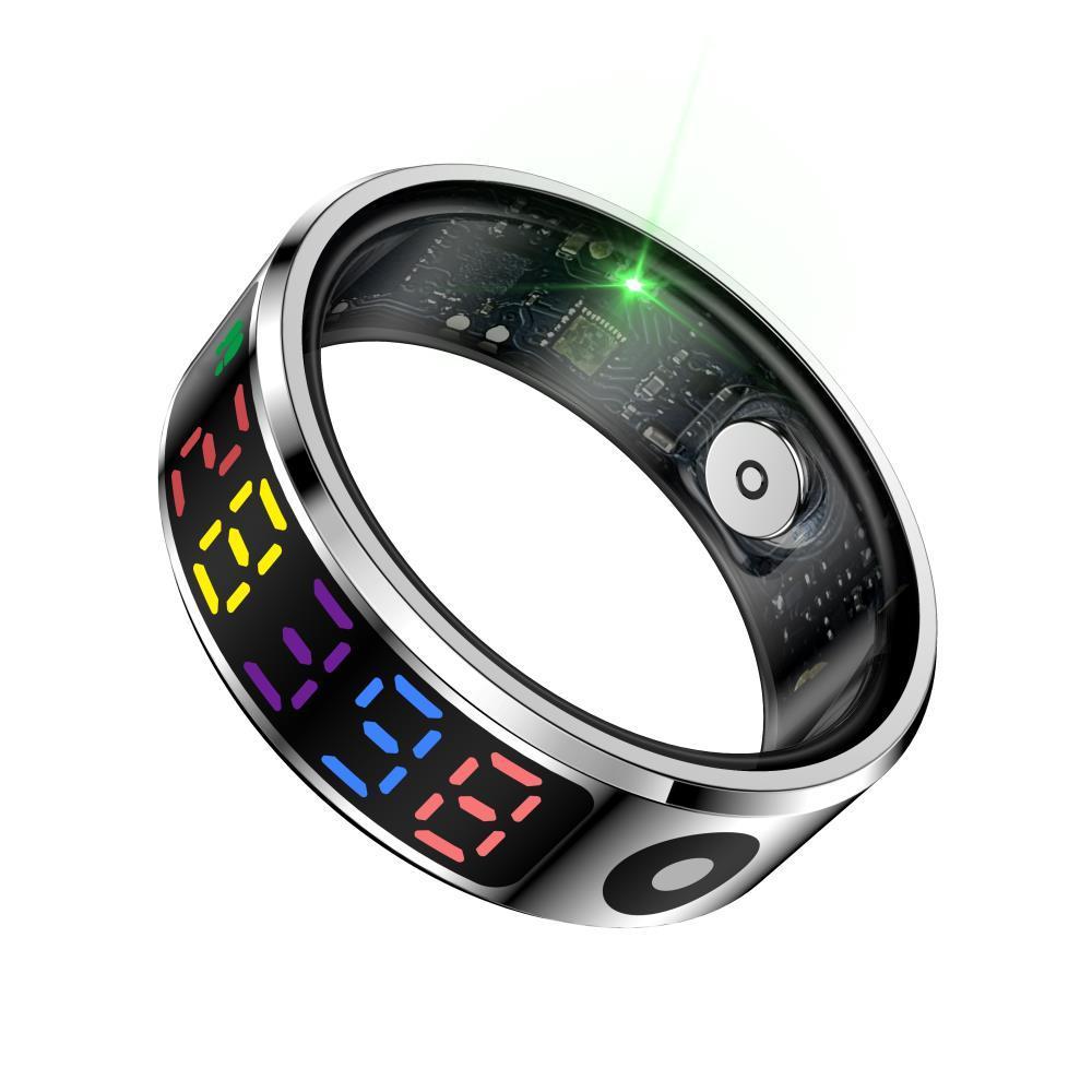 Smart Ring Heart Rate Blood Oxygen Sleep Sports Size 10 - Silver