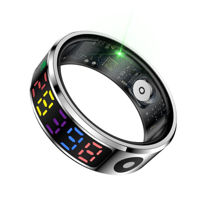 Smart Ring Heart Rate Blood Oxygen Sleep Sports Size 10 - Silver