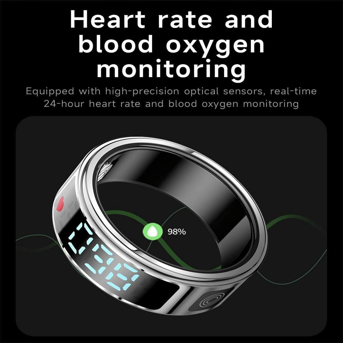 Smart Ring Hand Gestures Health Monitoring Sports Modes Size 10 - Silver