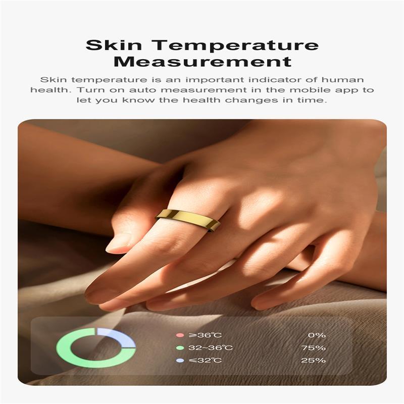 Smart Ring With Heart Rate Blood Oxygen Sleep Monitoring & Sports Modes - Size 8 - Silver