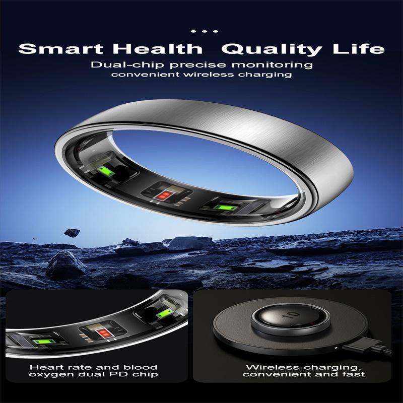 Smart Ring Size 14 Heart Rate Blood Oxygen Sleep Sports - Silver